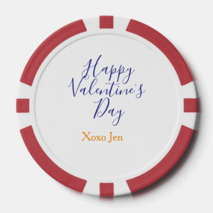 Happy Valentine's day pink purple xoxo love name c Poker Chips