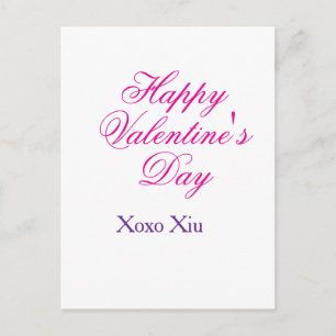 Happy Valentine's day pink purple xoxo love name c Postcard