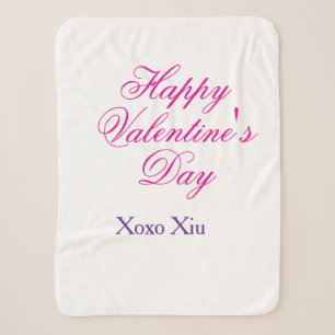 Happy Valentine's day pink purple xoxo love name c Sherpa Blanket