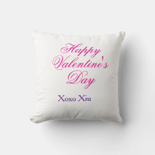 Happy Valentine's day pink purple xoxo love name c Throw Pillow