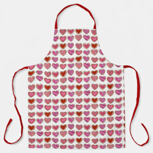 Happy Valentine's Day Pink Red Heart Sugar Cookies Apron