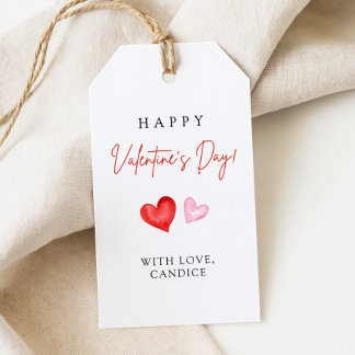 Happy Valentine's Day Pink & Red Hearts Gift Tags