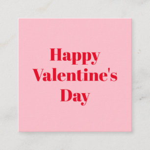 Happy Valentine's Day pink red modern typography Enclosure Card