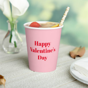 Happy Valentine's day pink red modern typography Paper Cups