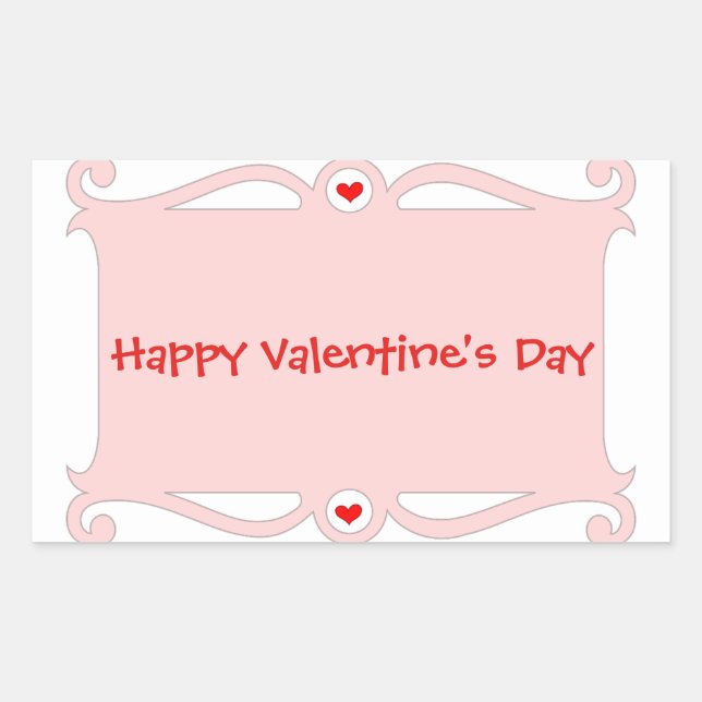 Happy Valentine's Day Pink Scroll Sticker (Front)
