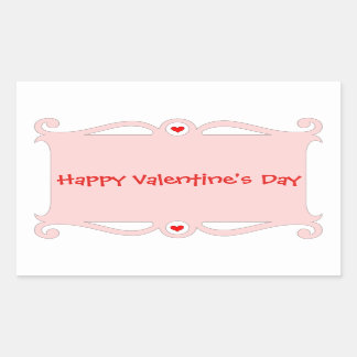 Happy Valentine's Day Pink Scroll Sticker