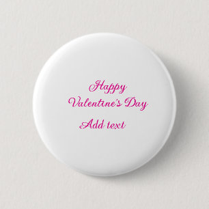 Happy Valentine's day pink text name message 2 Inch Round Button