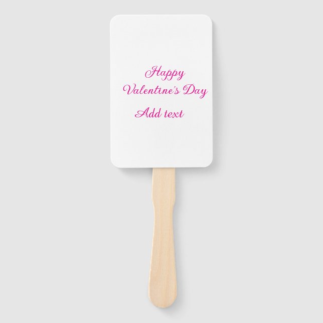 Happy Valentine's day pink text name message Hand Fan (Front)