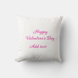 Happy Valentine's day pink text name message Throw Pillow