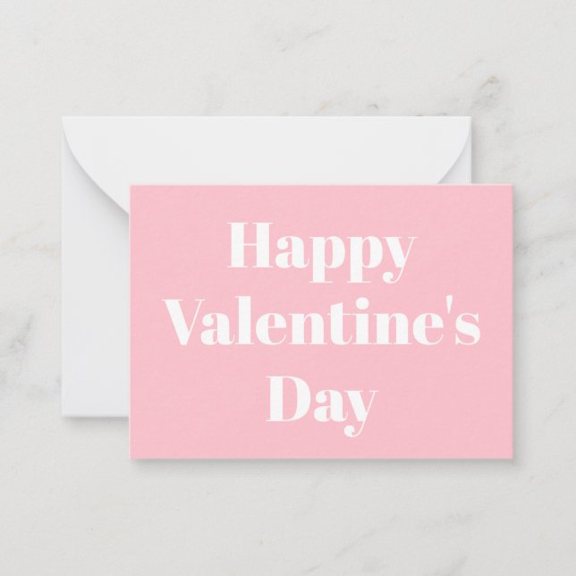 Happy Valentine's Day pink white modern typography Card (Front)