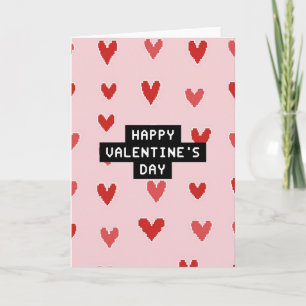 Happy Valentines Day Pixel Heart Card