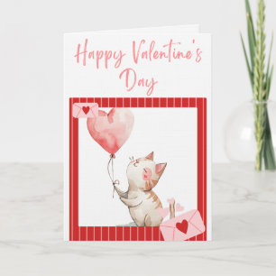 Happy Valentine's Day Polaroid of a Cat Design Card