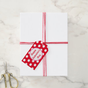 Happy Valentine's Day Polka Dot Gift Tags (Red)