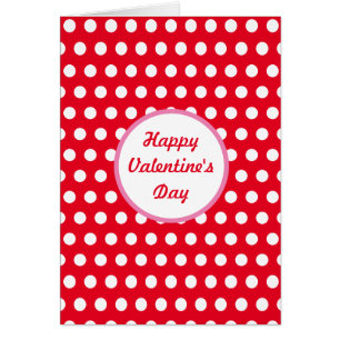 Happy Valentine's Day Polka Dot Greeting Card (Red