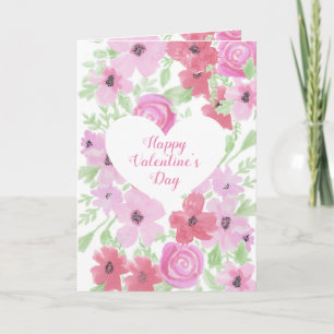 Happy Valentine's Day Pretty Pink Floral Card