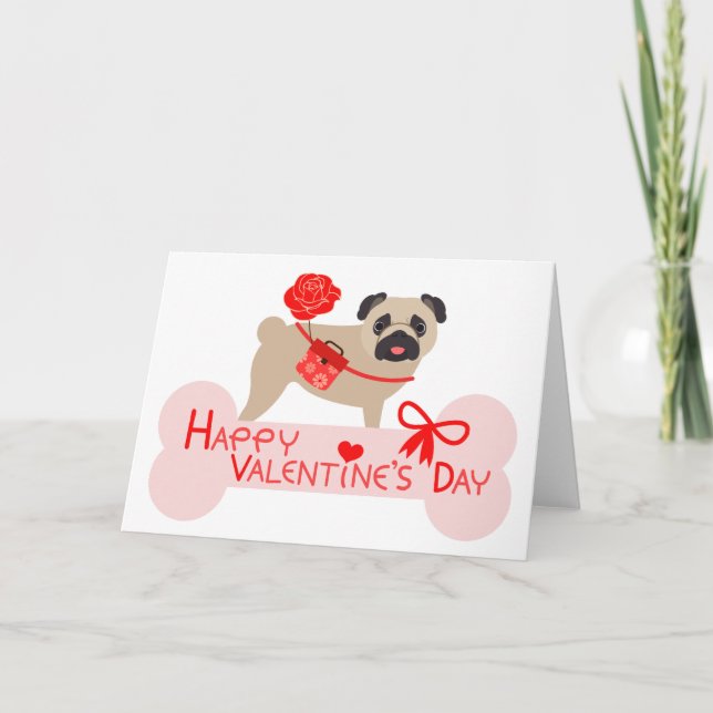 Happy Valentine's Day Pug Card (Front)