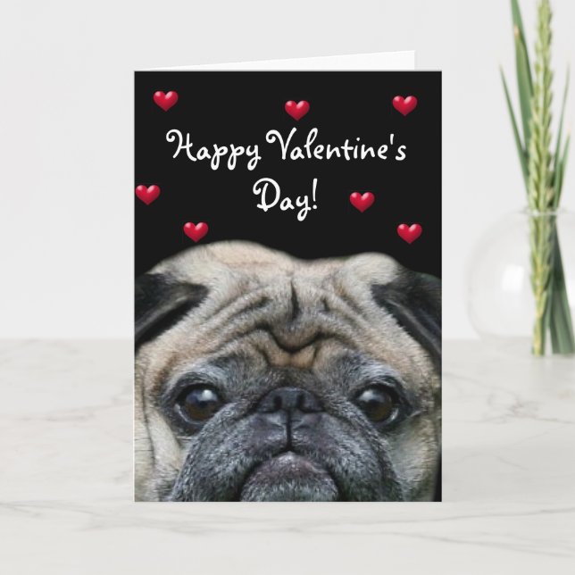 Happy Valentine's Day Pug greeting card (Front)
