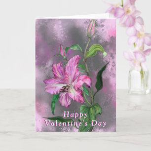 Happy Valentine's Day - Purple Pink Lily Flower Card