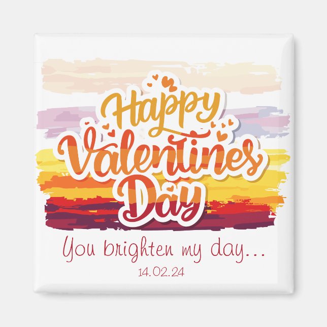 Happy Valentines Day Quote 2 Inch Square Magnet (Front)
