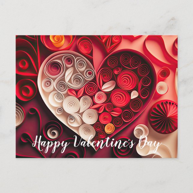 Happy Valentine's Day Red and Pink Hearts Postcard (Front)