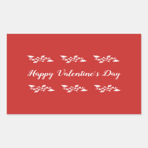 Happy Valentine's Day Red and White Script Floral Sticker
