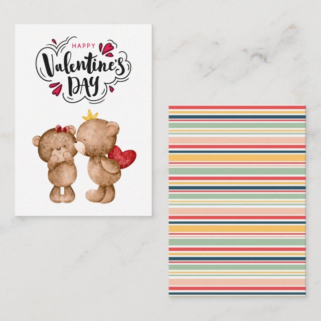 Happy Valentine's Day Red Bear Classroom Valentine Card (Front/Back)