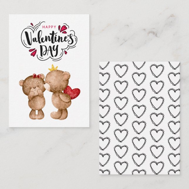 Happy Valentine's Day Red Bear School Valentine Card (Front/Back)