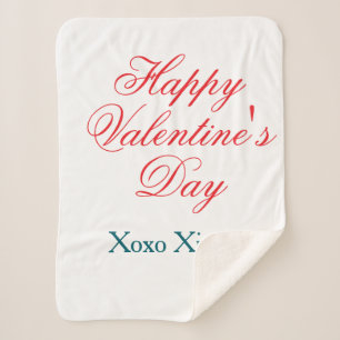Happy Valentine's day red blue xoxo love name  Sherpa Blanket