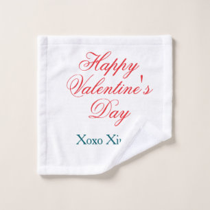 Happy Valentine's day red blue xoxo love name  Wash Cloth