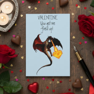 Happy Valentine's day Red Dragon Fire Heart Card
