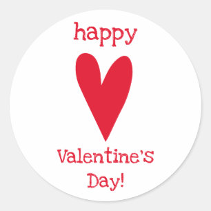 Happy Valentine's Day! Red Heart  Classic Round Sticker