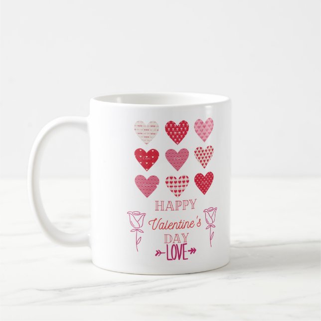 happy valentine's day-red heart coffee mug (Left)