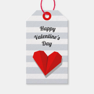 Happy Valentine's Day Red Heart Origami Gift Tag