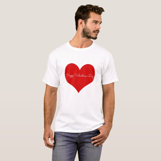 Happy Valentine's Day! Red Heart T-Shirt (Front Full)