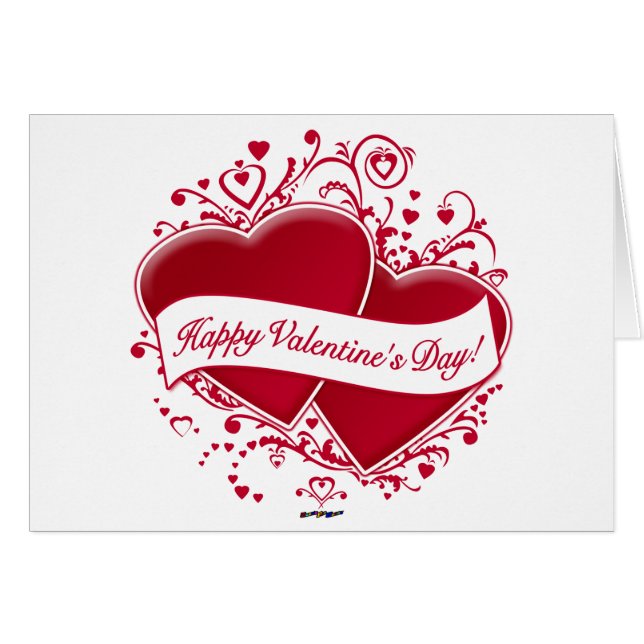 Happy Valentine's Day! Red Hearts (Front Horizontal)