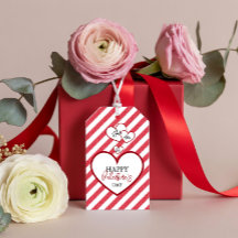 Happy Valentine's Day Red Hearts Chalk Stripes
