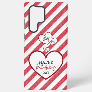 Happy Valentine's Day Red Hearts Chalk Stripes Samsung Galaxy Case