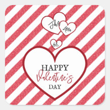 Happy Valentine's Day Red Hearts Chalk Stripes