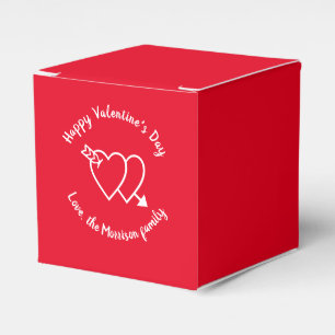 Happy Valentine's Day red hearts custom script Favor Box