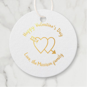 Happy Valentine's Day red hearts custom script Favour Tags