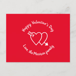 Happy Valentine's Day red hearts custom script Postcard