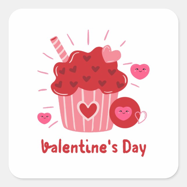 Happy Valentine's Day -Red Hearts Cute Images   Square Sticker (Front)