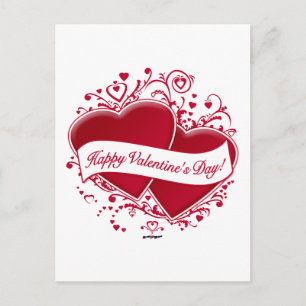 Happy Valentine's Day! Red Hearts Holiday Postcard