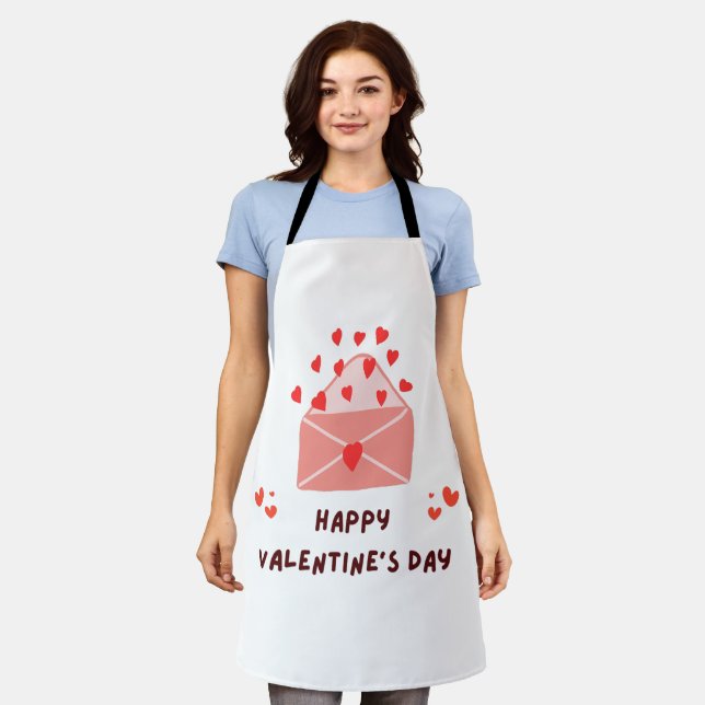 Happy Valentine's Day -Red Hearts Love Images   Apron (Worn)