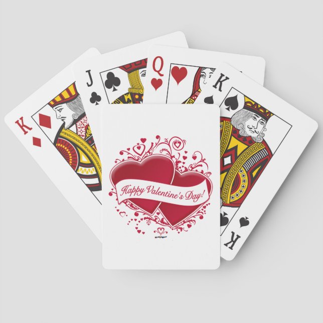 Happy Valentine's Day! Red Hearts Playing Cards (Back)