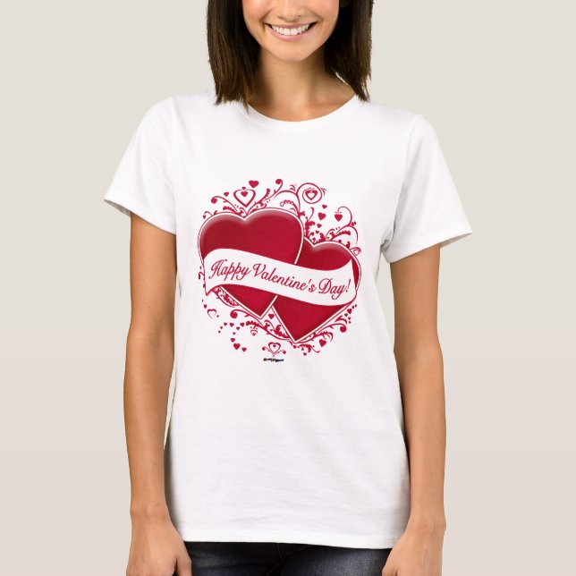Happy Valentine's Day! Red Hearts T-Shirt (Front)