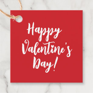 Happy Valentine's Day red modern script typography Favour Tags