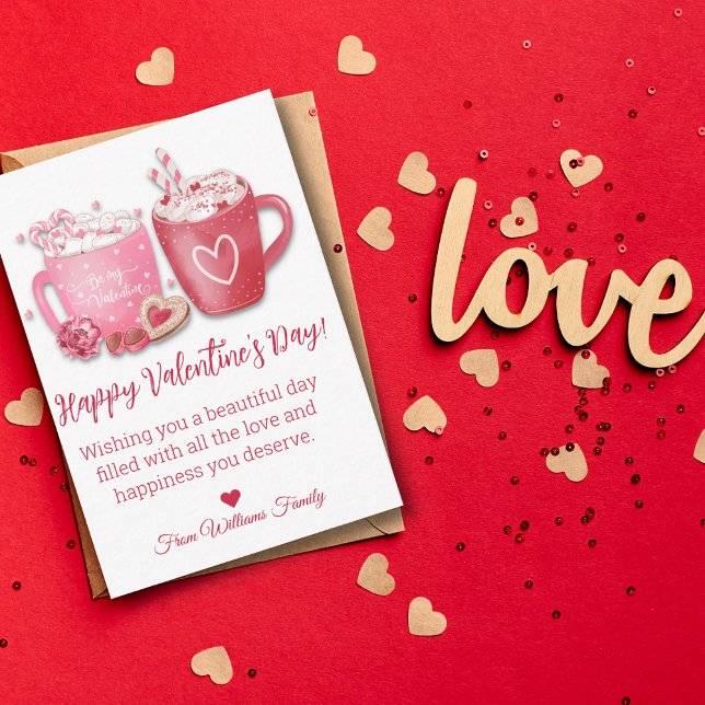 happy valentines day,red pink hot chocolate cute card (Creator Uploaded)