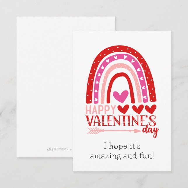 Happy Valentine's Day Red Rainbow Card (Front/Back)