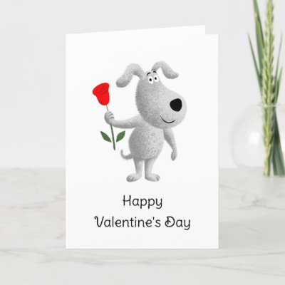 Happy Valentine's Day Red Rose Dog Puppy